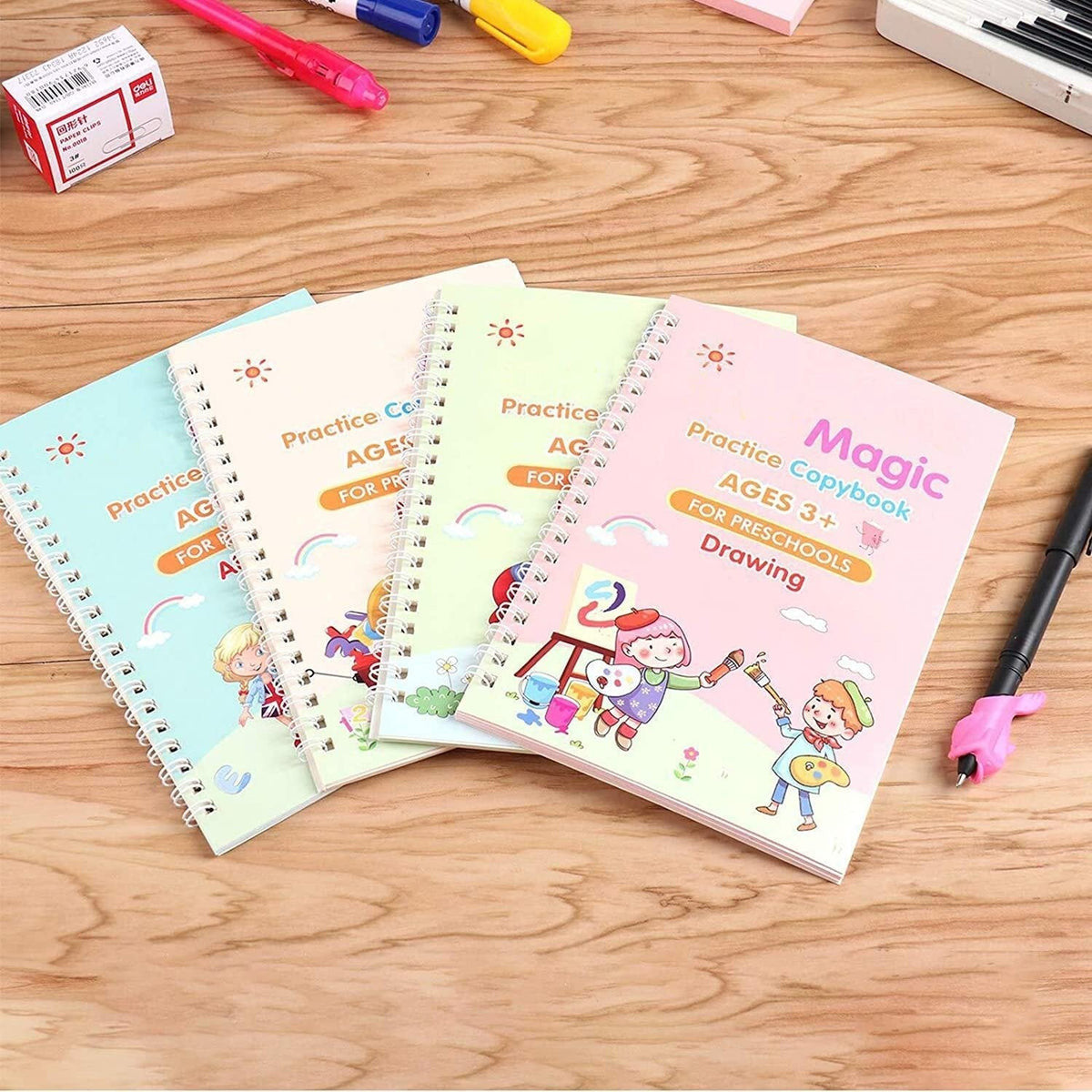 Kit x 4 Libros de Caligrafía Tinta Mágica Reutilizable